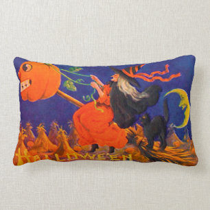Vintage Halloween Witch Throw Pillow