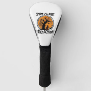 Vintage Halloween Witch Tree and Black Cat Graphic Golf Head Cover