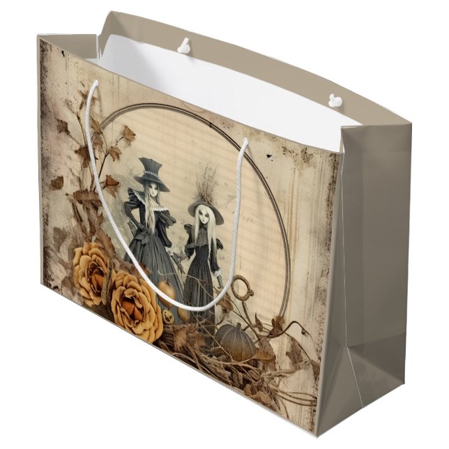 Vintage Halloween Witchcraft (12) Large Gift Bag (Back Angled)