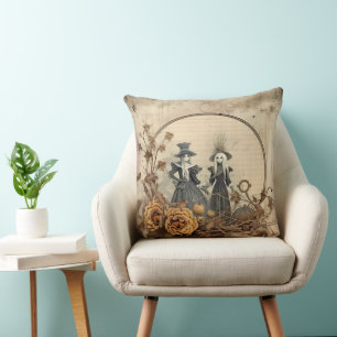 Vintage Halloween Witchcraft (12) Throw Pillow