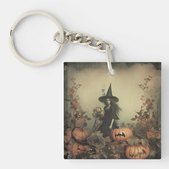 Vintage Halloween Witchcraft (3) Keychain (Front)