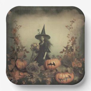 Vintage Halloween Witchcraft (3) Paper Plate