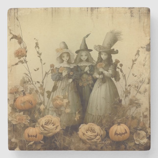 Vintage Halloween Witchcraft (5) Stone Coaster (Front)
