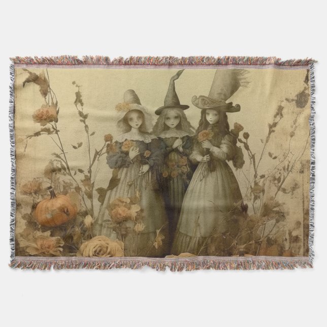 Vintage Halloween Witchcraft (5) Throw Blanket (Front)