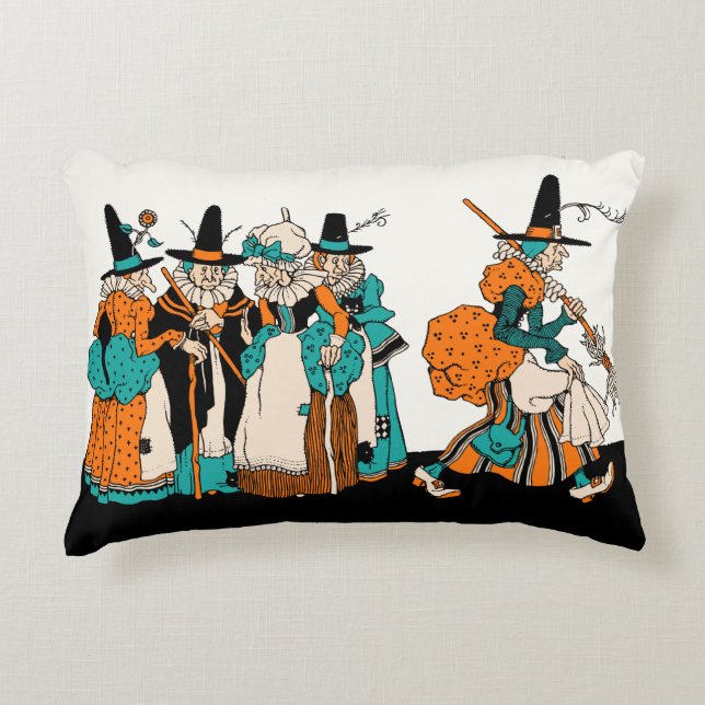 Vintage Halloween Witches - 1930s Accent Pillow (Front)