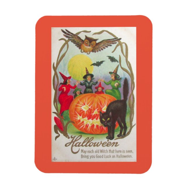 Vintage Halloween Witches Magnet (Vertical)
