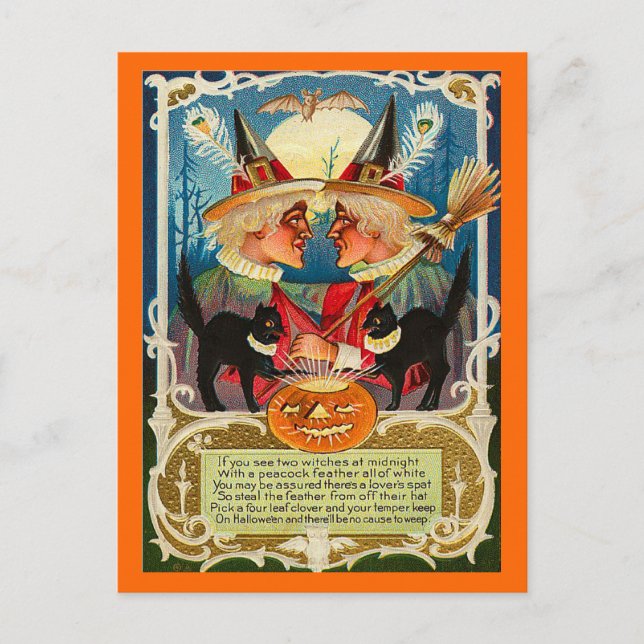 Vintage Halloween Witches Postcard (Front)