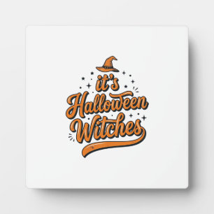 Vintage Halloween Witches Typography Shirt Design_ Plaque
