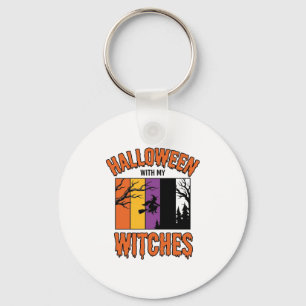 Vintage Halloween Witches Witch Broom T-Shirt Desi Keychain