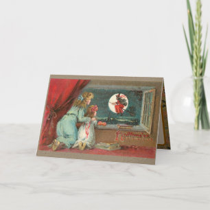 Vintage Halloween Woman and Child Card