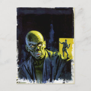 Vintage Halloween Zombie Monster Horror Postcard