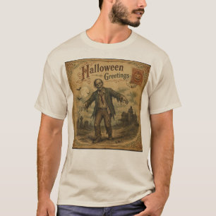 Vintage Halloween Zombie Postcard T-Shirt