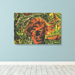 Vintage Halloween Zombies, Grafitti Street Art Canvas Print