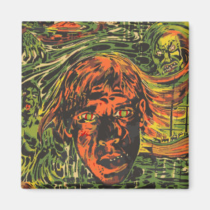 Vintage Halloween Zombies, Grafitti Street Art Magnet