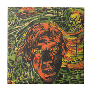 Vintage Halloween Zombies, Grafitti Street Art Tile