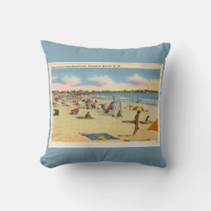 Vintage Hampton Beach Postcard Throw Pillow