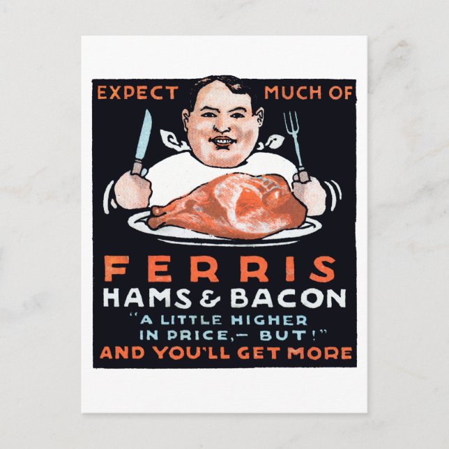 Vintage Hams & Bacon Postcard (Front)