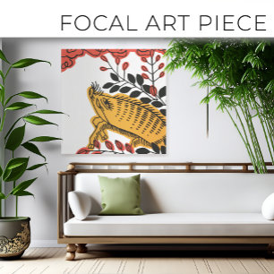 Vintage Hanafuda art- July boar Japanese Canvas Print