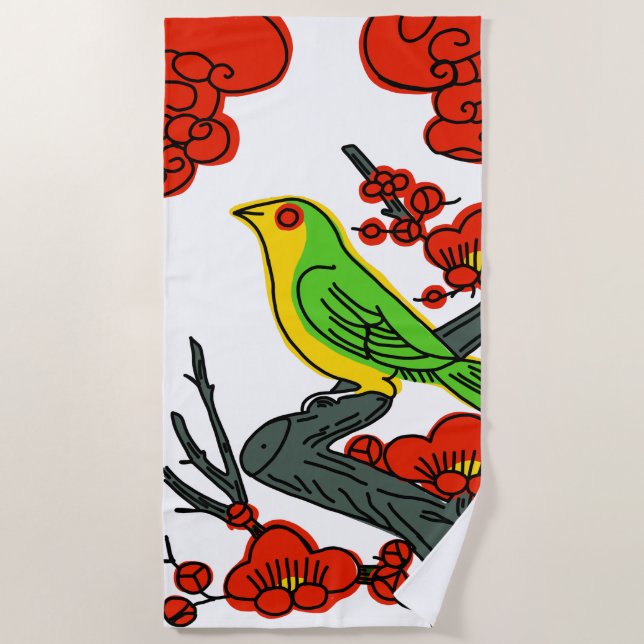 vintage hanafuda card art towel (Front)