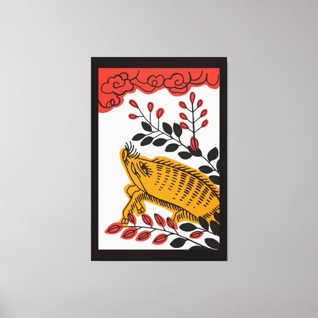 Vintage hanafuda Card Art wrapped canvas XL (Front)