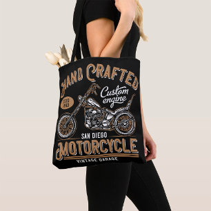 Vintage Hand Crafted Motorcycle Custom Design Tote Bag