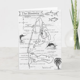 Vintage Hand-Drawn Bimini Islands Map Card
