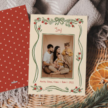 Vintage Hand-Drawn Bow Frame Photo Christmas