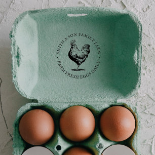 Vintage Hand-drawn Chicken Egg Personalized Rubber Stamp