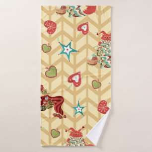 Vintage hand drawn christmas seamless pattern vint bath towel