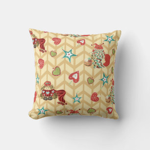 Vintage hand drawn christmas seamless pattern vint throw pillow