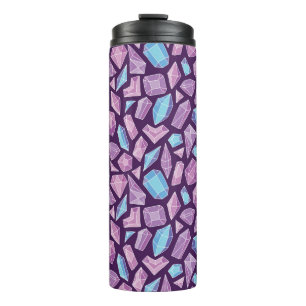 Vintage hand drawn doodle seamless background with thermal tumbler