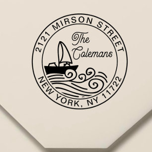 Vintage Hand-Drawn Family Return Address Rubber Stamp