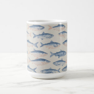 Vintage Hand-Drawn Fish Seamless Pattern Coffee Mug