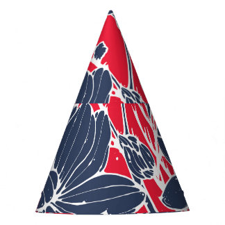 Vintage Hand-Drawn Flowers, Elegant Pattern. Party Hat