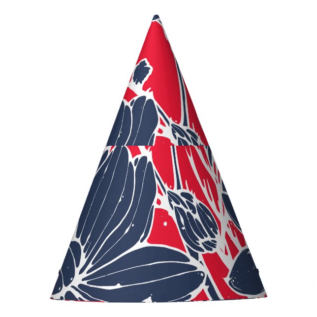 Vintage Hand-Drawn Flowers, Elegant Pattern. Party Hat (Front)