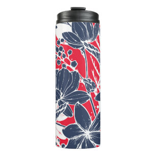 Vintage Hand-Drawn Flowers, Elegant Pattern. Thermal Tumbler