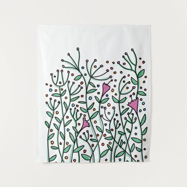 Vintage hand drawn Flowers Magnet Keychain Tapestry (Front)