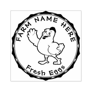 Vintage Hand Drawn Hen Farm Eggs Family Rubber Stamp