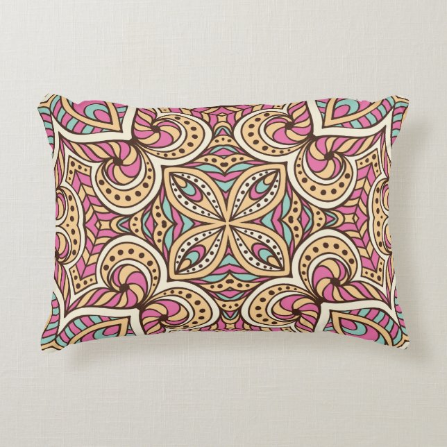 Vintage Hand Drawn Islam Pattern Accent Pillow (Front)