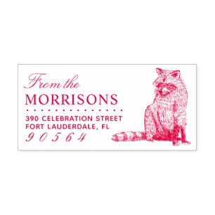 Vintage Hand-drawn Raccoon Name Return Address Self-inking Stamp