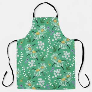 vintage Hand-drawn retro cute flowers and plant bo Apron
