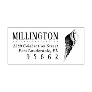 Vintage Hand-drawn Sea Shell Return Address Rubber Stamp