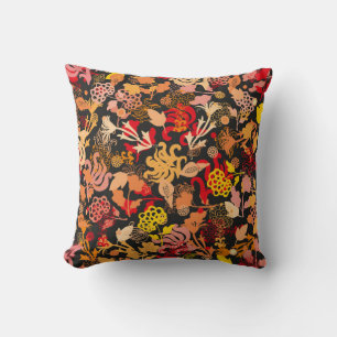Vintage hand drawn seamless floral pattern throw pillow