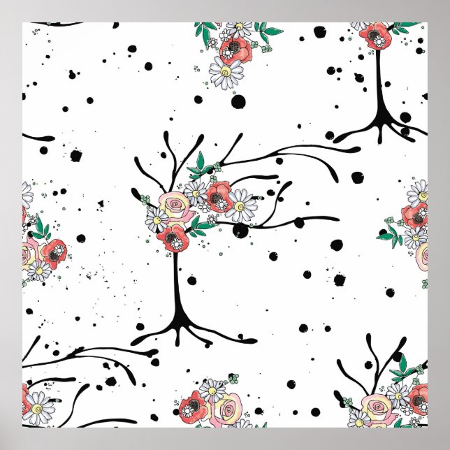 Vintage hand drawn seamless pattern graphic illust poster (Front)