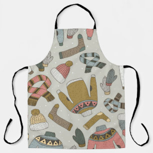 vintage hand drawn seamless pattern with apron