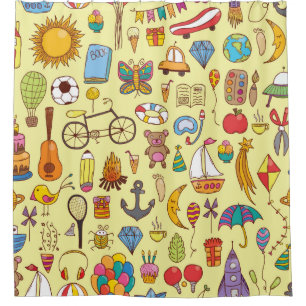 vintage hand drawn seamless pattern with doodle ki
