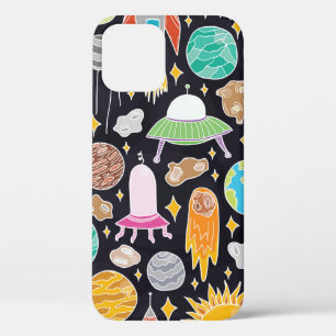 Vintage hand drawn seamless pattern with doodle sp iPhone 12 case