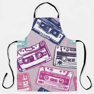 vintage hand-drawn seamless pattern with old audio apron
