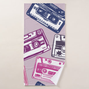 vintage hand-drawn seamless pattern with old audio bath towel