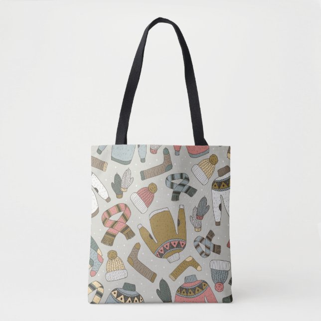 vintage hand drawn seamless pattern with  tote bag (Front)